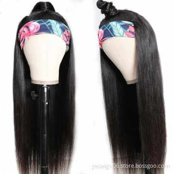 YesWigs Brazilian Raw Human Virgin Remy Hair Headband Wig Vendor Wholesale Machine Made None Lace Glueless Wig Customized Styles